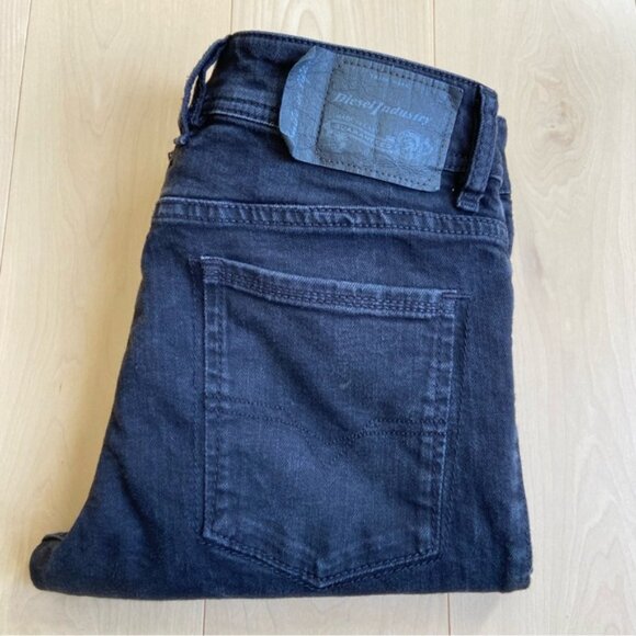 Diesel Sleenker black jeans button fly slim skinny low rise straight leg size 28 - Picture 3 of 11